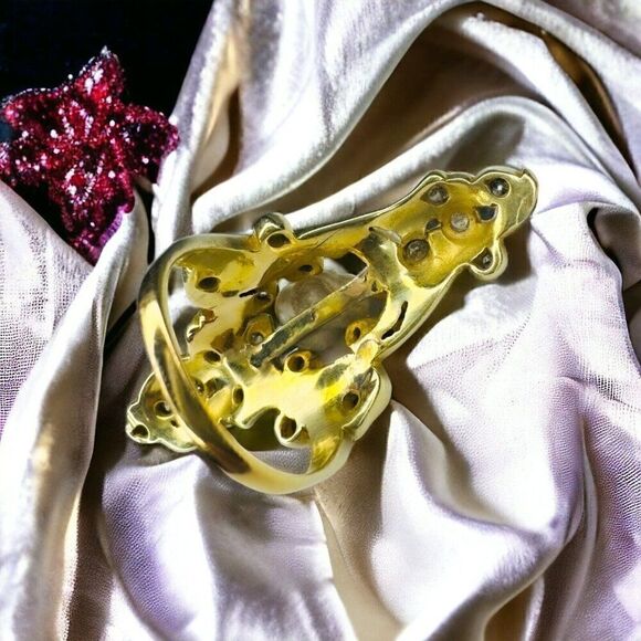 14k Gold Antique Diamond Baroque Pearl Ring Size 6.5 Victorian Art Nouveau 9.9g - Picture 8 of 16